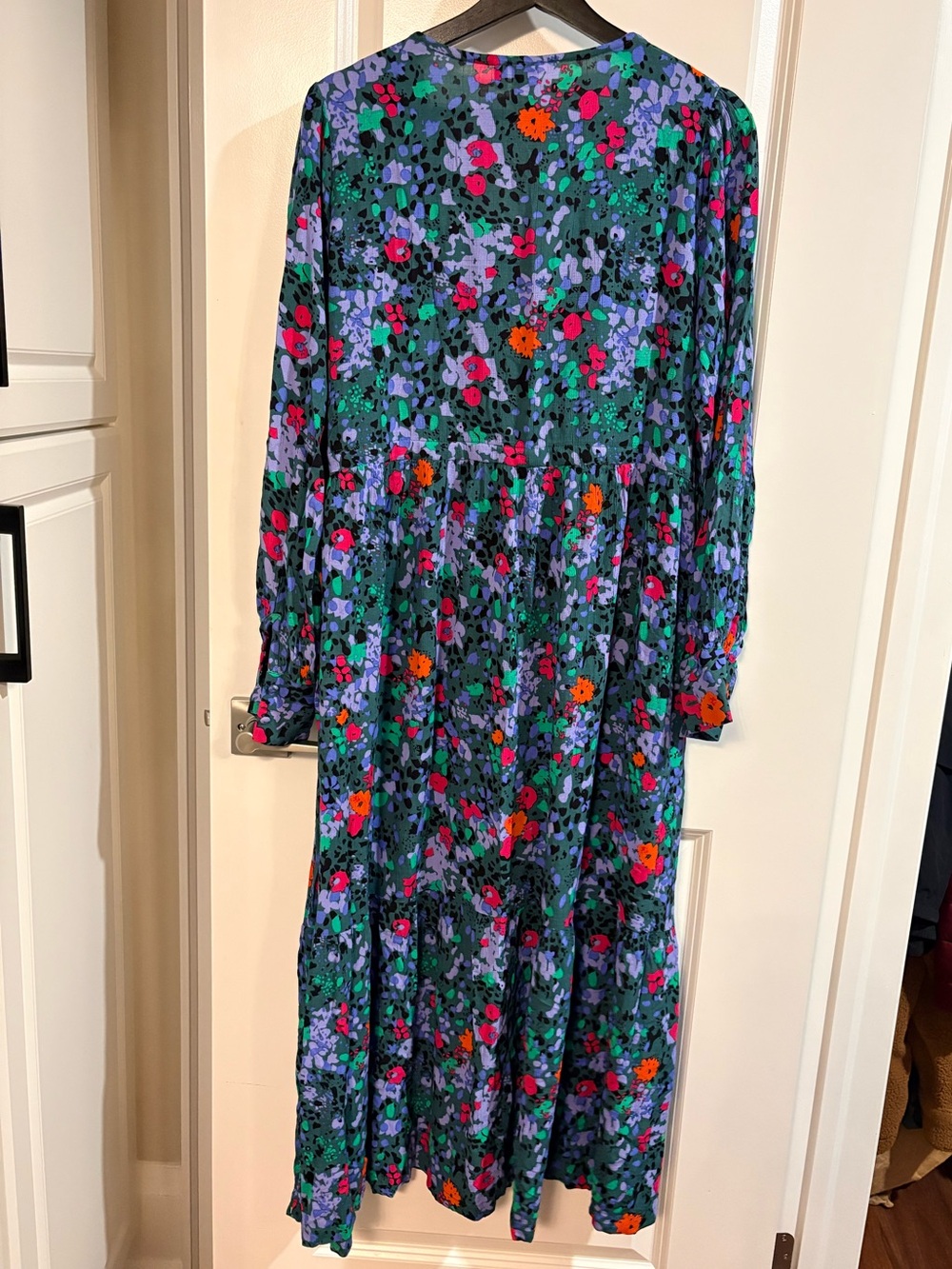 Floral Long Sleeve Midi Dress with Waist Tie - Picture 3 of 11